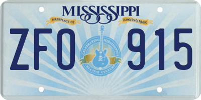 MS license plate ZFO915