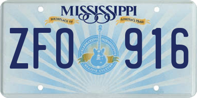 MS license plate ZFO916