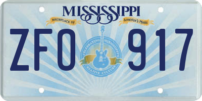 MS license plate ZFO917
