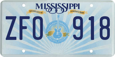MS license plate ZFO918