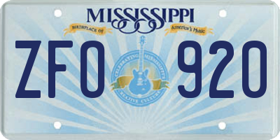 MS license plate ZFO920