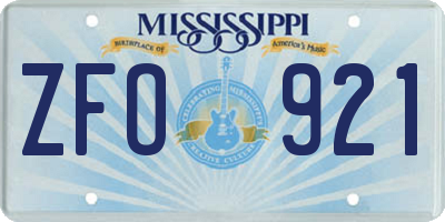 MS license plate ZFO921
