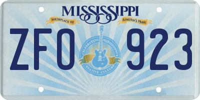 MS license plate ZFO923