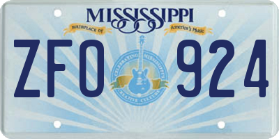 MS license plate ZFO924