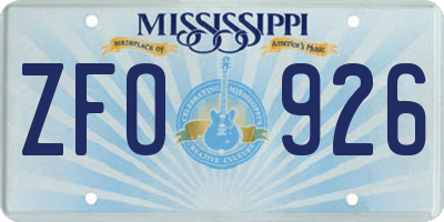 MS license plate ZFO926