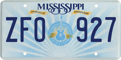 MS license plate ZFO927