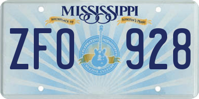 MS license plate ZFO928