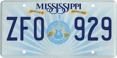 MS license plate ZFO929