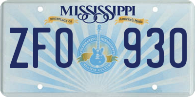 MS license plate ZFO930