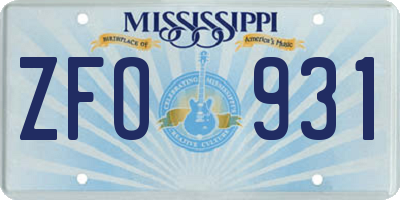 MS license plate ZFO931