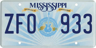 MS license plate ZFO933