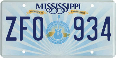 MS license plate ZFO934