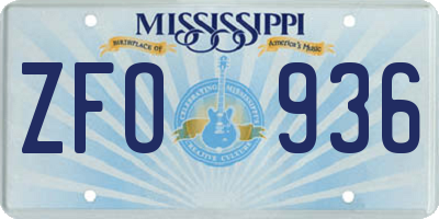 MS license plate ZFO936