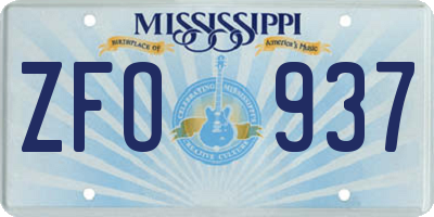 MS license plate ZFO937