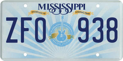 MS license plate ZFO938