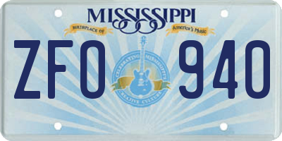 MS license plate ZFO940
