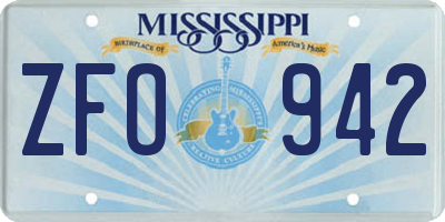 MS license plate ZFO942