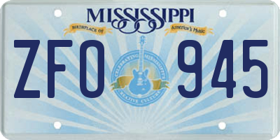 MS license plate ZFO945