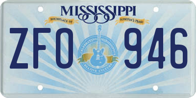 MS license plate ZFO946