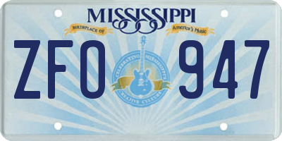 MS license plate ZFO947