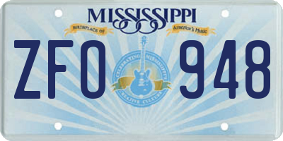 MS license plate ZFO948
