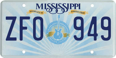 MS license plate ZFO949