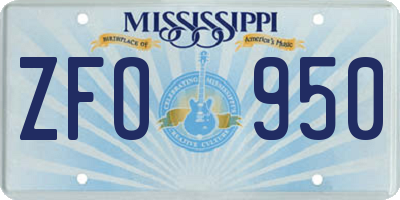 MS license plate ZFO950