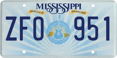 MS license plate ZFO951