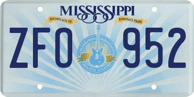 MS license plate ZFO952