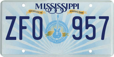 MS license plate ZFO957