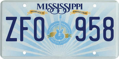 MS license plate ZFO958