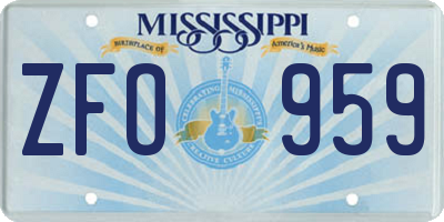 MS license plate ZFO959