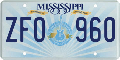 MS license plate ZFO960