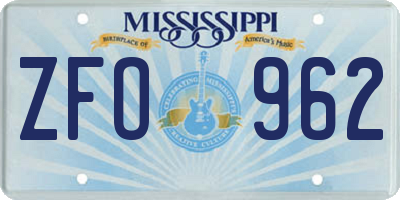 MS license plate ZFO962