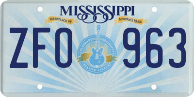 MS license plate ZFO963