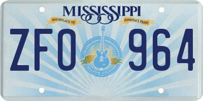 MS license plate ZFO964