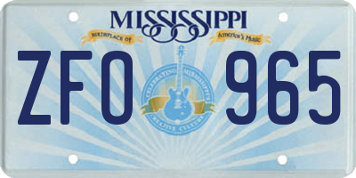 MS license plate ZFO965