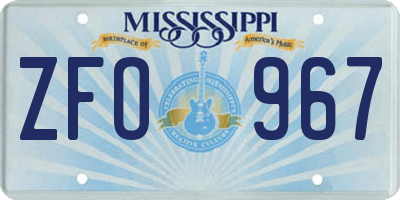 MS license plate ZFO967