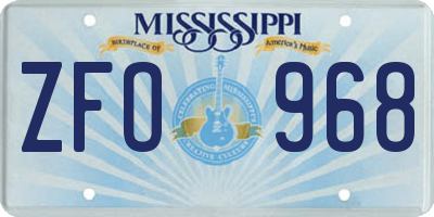 MS license plate ZFO968