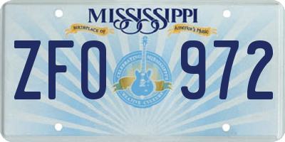 MS license plate ZFO972