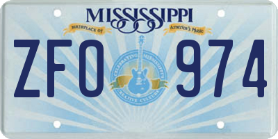 MS license plate ZFO974