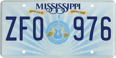 MS license plate ZFO976