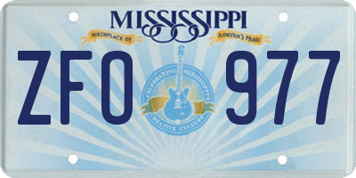 MS license plate ZFO977