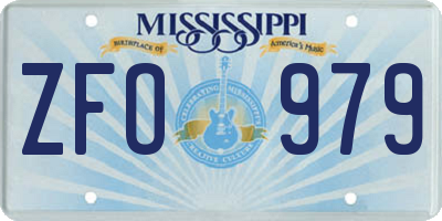 MS license plate ZFO979
