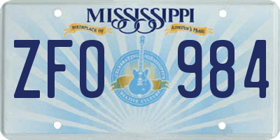MS license plate ZFO984