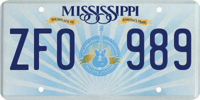 MS license plate ZFO989