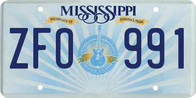 MS license plate ZFO991