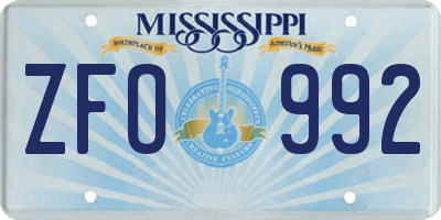 MS license plate ZFO992
