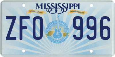 MS license plate ZFO996