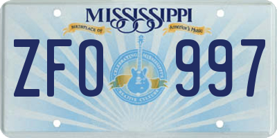 MS license plate ZFO997